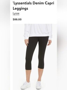 Lysse Lyssentials Black Slim Stretch Knit Denim Capri Large New Travel Casual